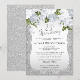 25e Zilveren Glitter Jubileum Kaart