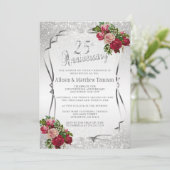 25e Zilveren Glitter Wedding Jubileum | DIY-tekst Kaart (Staand voorkant)