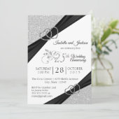 25e Zilveren Glitter Wedding Jubileum Kaart (Staand voorkant)