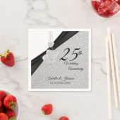 25e Zilveren Glitter Wedding Jubileum Servet (Insitu)