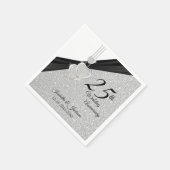 25e Zilveren Glitter Wedding Jubileum Servet (Hoek)