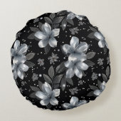 25e zilveren glitters bloem bruiloft jubileum  rond kussen (Achterkant)