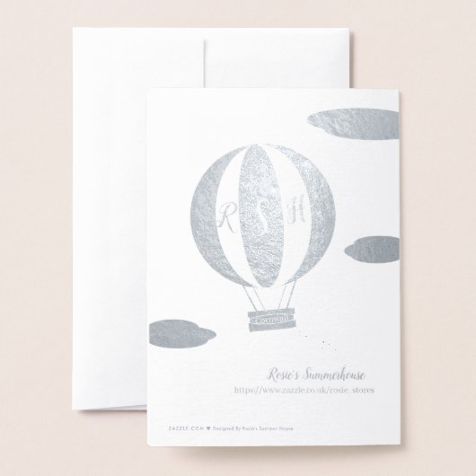 25e zilveren heteluchtballon trouwdag folie kaarten (Met envelop)