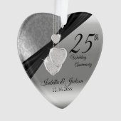 25e Zilveren Huwelijksjubileum Aandenken Ornament (voorkant)