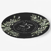 25e Zilveren Huwelijksjubileum Aquarel Groene Bloe Papieren Bordje (Gekanteld)