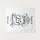 25e zilveren huwelijksjubileum Bloemen Roos Wandkleed (Voorkant (horizontaal))