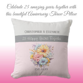 25e zilveren huwelijksjubileum bloemen roze kussen