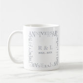 25e zilveren huwelijksjubileum cadeau koffiemok (Links)