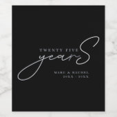 25e zilveren huwelijksjubileum cadeau wijn etiket (Enkel label)