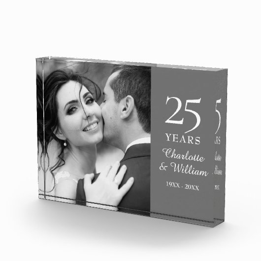 25e zilveren huwelijksjubileum Elegant Fotoblokken (Rechts)