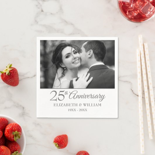 25e Zilveren Huwelijksjubileum Foto Elegant Servet (Insitu)