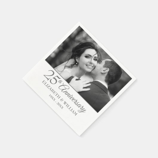 25e Zilveren Huwelijksjubileum Foto Elegant Servet (Hoek)