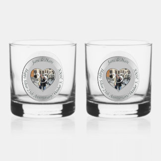 25e zilveren huwelijksjubileum + foto whisky glas