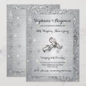 25e zilveren huwelijksjubileum Glitter Elegant Kaart (Voorkant / Achterkant)