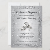 25e zilveren huwelijksjubileum Glitter Elegant Kaart (Voorkant)