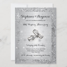 25e zilveren huwelijksjubileum Glitter Elegant Kaart