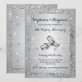 25e zilveren huwelijksjubileum Glitter Elegant Kaart