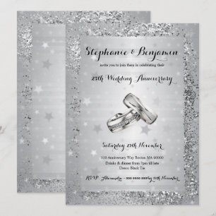 25e zilveren huwelijksjubileum Glitter Elegant Kaart
