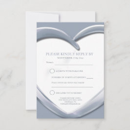 25e zilveren huwelijksjubileum hart antwoordkaart RSVP kaartje