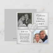 25e Zilveren Huwelijksjubileum Hart Foto Uitnodigi Kaart (Voorkant / Achterkant)
