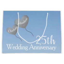 25e zilveren huwelijksjubileum hartballonnen in de groot cadeauzakje