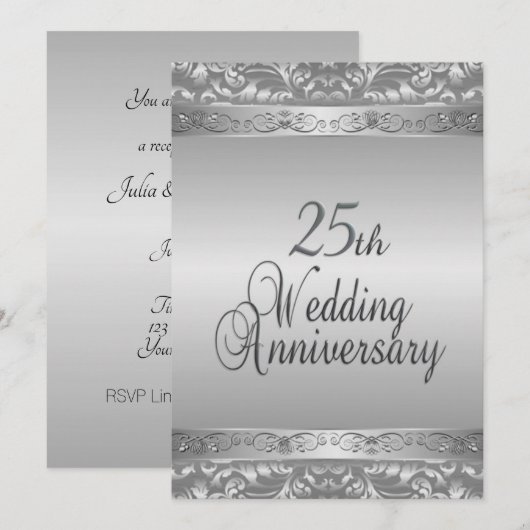 25e zilveren huwelijksjubileum kaart (Voorkant / Achterkant)