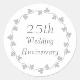 25e zilveren huwelijksjubileum Klimopkrans Ronde Sticker