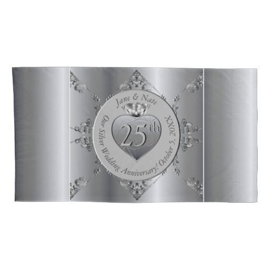 25e zilveren huwelijksjubileum kussensloop (Achterkant-Rechts)