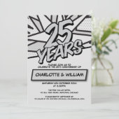 25e zilveren huwelijksjubileum leuk stripboek kaart (Staand voorkant)