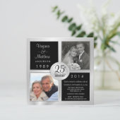 25e Zilveren Huwelijksjubileum met foto's van vroe Kaart (Staand voorkant)