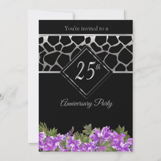 25e Zilveren Huwelijksjubileum met Lavendel Bloeme Kaart (Voorkant)