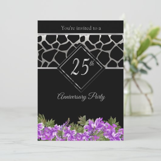 25e Zilveren Huwelijksjubileum met Lavendel Bloeme Kaart (Staand voorkant)