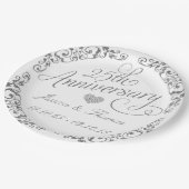 25e zilveren huwelijksjubileum papieren bord (Gekanteld)