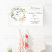 25e Zilveren Huwelijksjubileum Rozen Bloemen Welko Spandoek (Insitu)