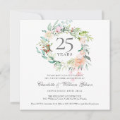 25e Zilveren Huwelijksjubileum Rozen Groene Guirla Kaart (Voorkant)