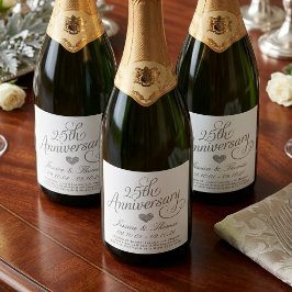 25e zilveren huwelijksjubileum sparkling wijnetiket
