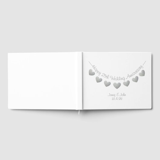 25e zilveren huwelijksjubileum vlaggenlijn ontwerp gastenboek (Volledig)
