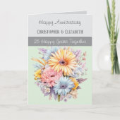 25e Zilveren Jubilea bloemen grijs groen Kaart (Voorkant)