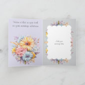 25e Zilveren Jubilea bloemen grijs paars Kaart (Binnen)