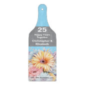 25e zilveren jubileum bloemenblauw snijplank (Voorkant)