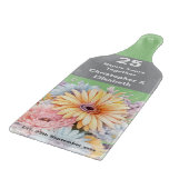 25e zilveren jubileum bloemengroen snijplank (Hoek)