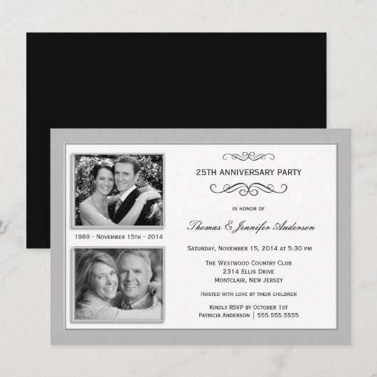 25e Zilveren Jubileum Foto's uit het verleden en h Kaart (Voorkant / Achterkant)