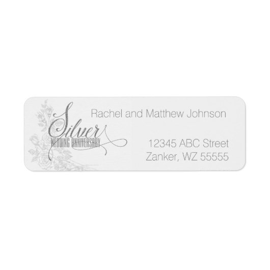 25e zilveren Jubileum met witte rozen Etiket (Voorkant)