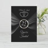 25e Zilveren Jubileum met Zwarte Lint Kaart (Staand voorkant)