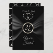 25e Zilveren Jubileum met Zwarte Lint Kaart (Voorkant / Achterkant)