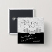 25e Zilveren Jubileum ontwerp Vierkante Button 5,1 Cm (Voorkant /achterkant)