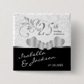 25e Zilveren Jubileum ontwerp Vierkante Button 5,1 Cm (Voorkant)