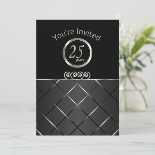 25e Zilveren Jubileum op Zwart Kaart (Staand voorkant)