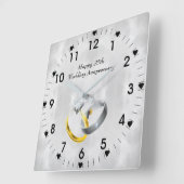 25e Zilveren Jubileum Rings Vierkante Klok (Hoek)