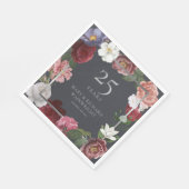 25e Zilveren Jubileum Rozen Floral Servet (Hoek)